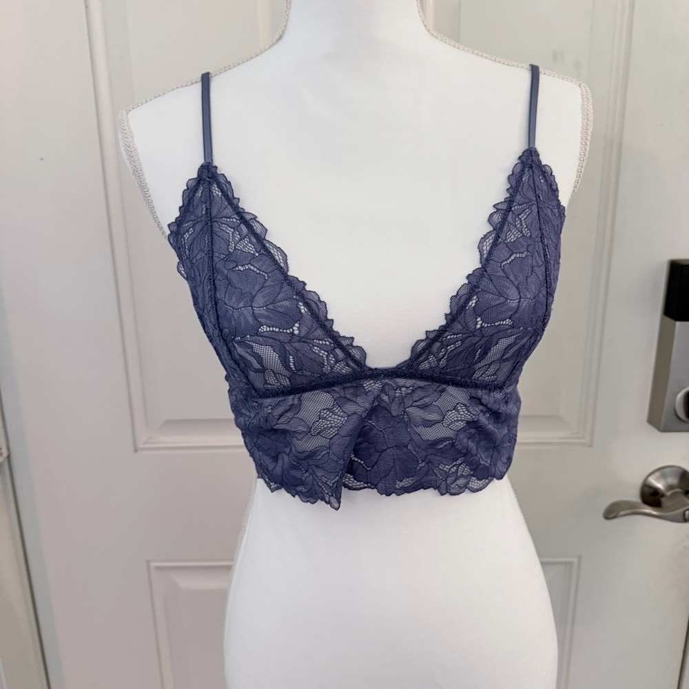 Intimately Free People Bralette L | Blue Lace Longline Unlined
